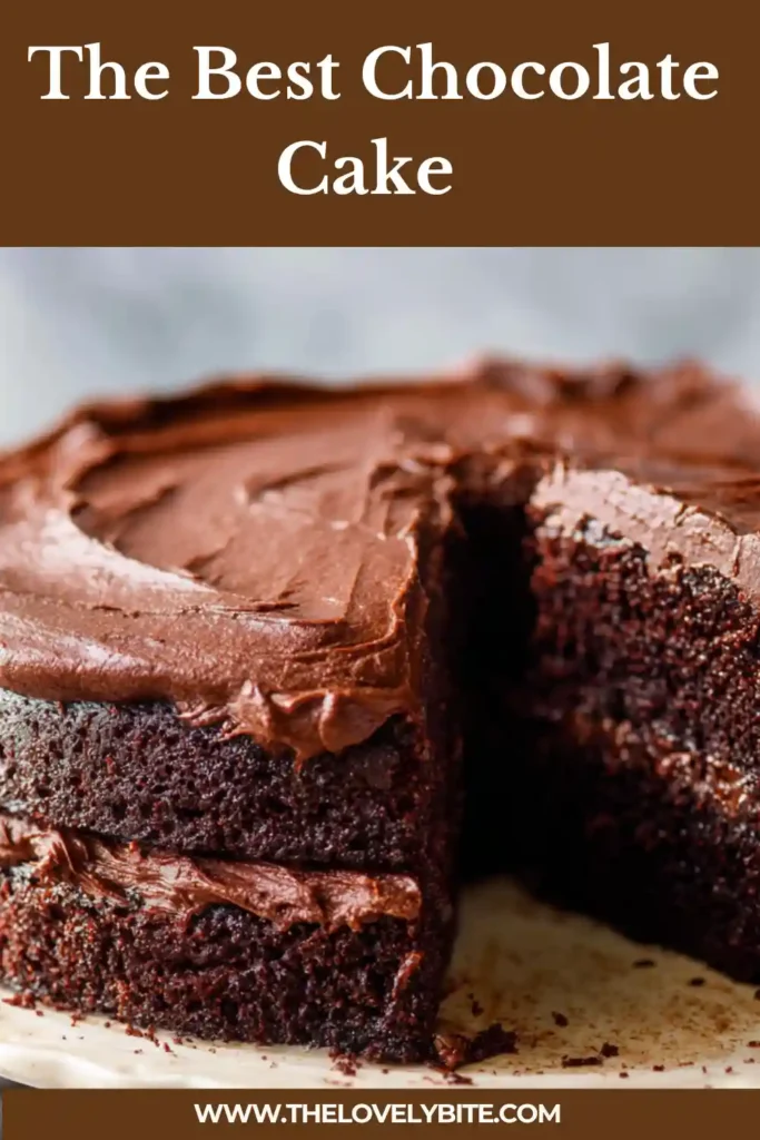 Freshly baked best chocolate cake recipe with deep chocolate color and smooth frosting on top. Ideal for celebrations.