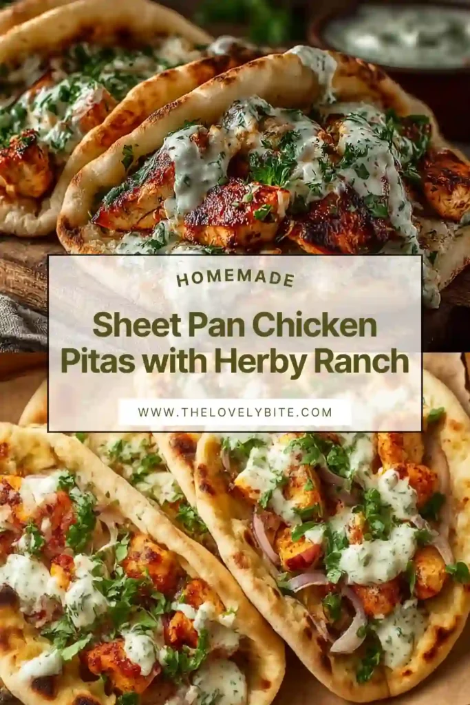 Freshly assembled chicken pitas with roasted vegetables and creamy dressing, showing a hearty and healthy meal option.