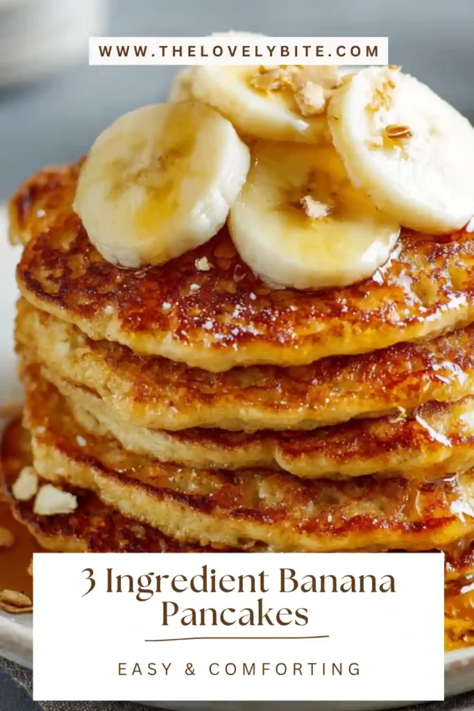 Golden 3 ingredient banana pancakes cooking on a pan, showing simple homemade breakfast preparation.