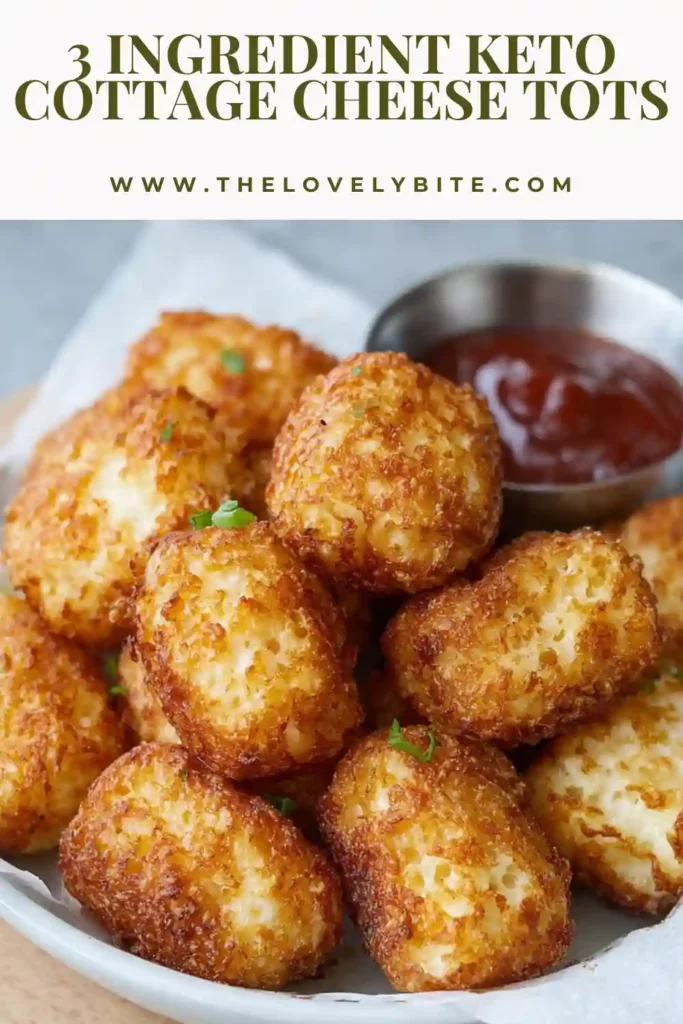 Freshly baked Keto Cottage Cheese Tots served warm with a golden crust and fluffy center.