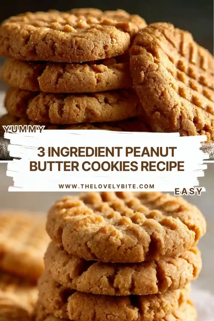 Stack of easy peanut butter cookies served on a white plate with a glass of milk nearby. The cookies are golden brown with a traditional crosshatch pattern.