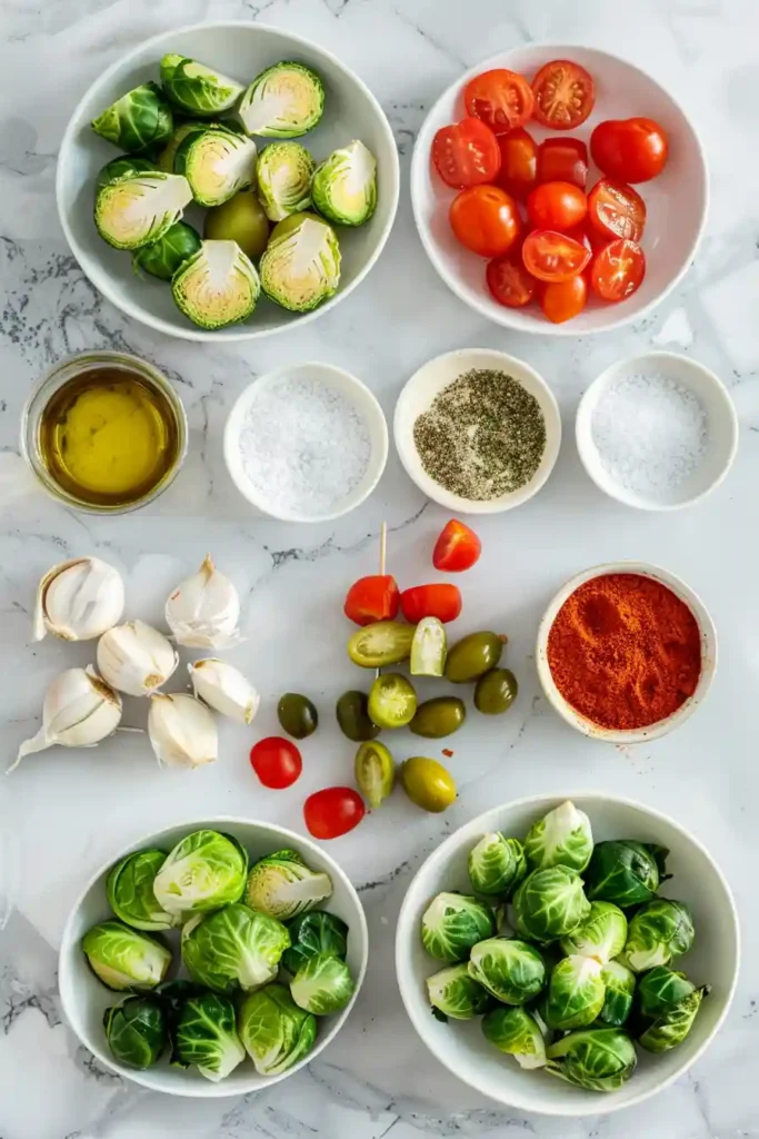 Overhead view of Air Fryer Vegetable Skewers with bright vegetables evenly cooked. The dish looks fresh, healthy, and flavorful.