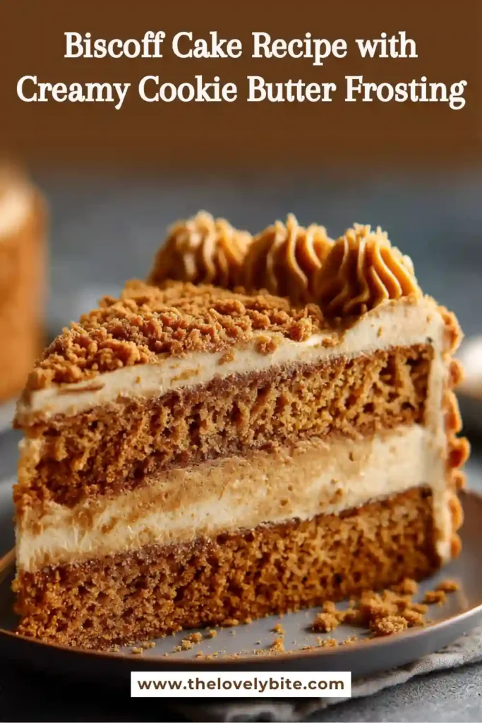 Homemade Biscoff Cake sliced to reveal fluffy vanilla cake layers and creamy Biscoff buttercream filling. Perfect dessert for birthdays and celebrations.