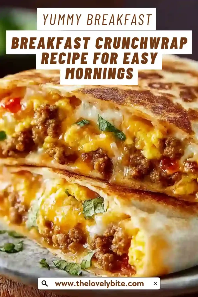 This homemade Breakfast Crunchwrap features a toasted tortilla stuffed with eggs, cheese, savory beef sausage, and fresh peppers. It is a hearty and easy breakfast recipe for busy mornings.