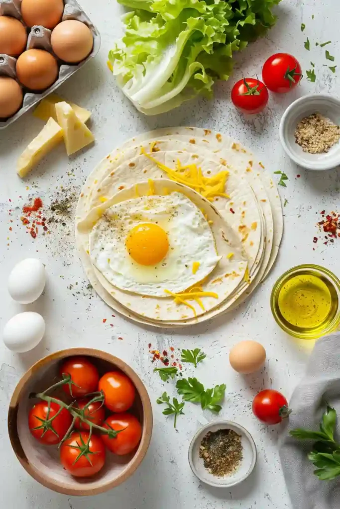 Homemade breakfast tortilla wrap served warm with crispy edges and a flavorful egg and cheese filling.