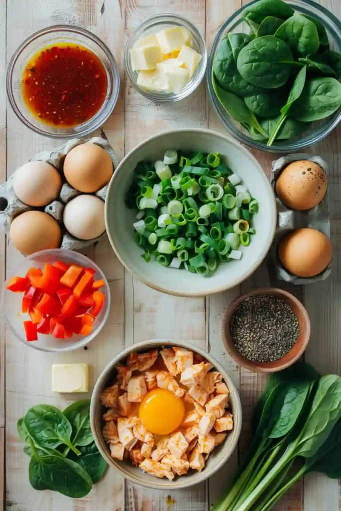 Homemade Buffalo Chicken Egg Muffins baked in a muffin pan and ready to serve. A high protein breakfast packed with vegetables and bold buffalo flavor.