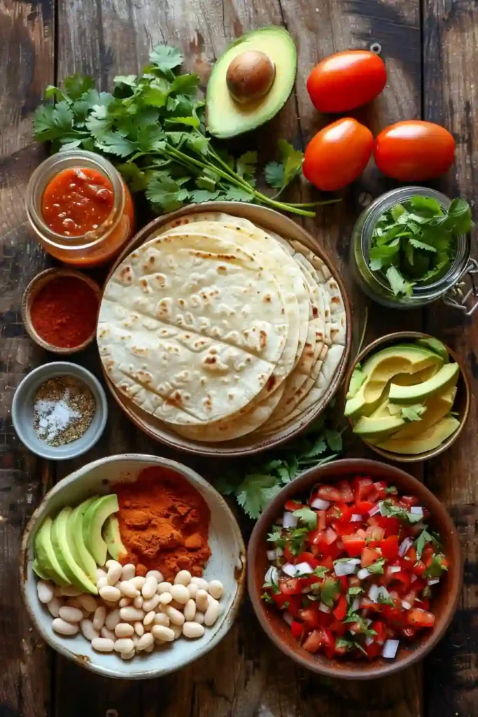 Buffalo White Bean Tacos served in soft tortillas with creamy avocado, shredded lettuce, diced tomatoes, and fresh cilantro. These spicy vegetarian tacos make a quick and healthy dinner option.