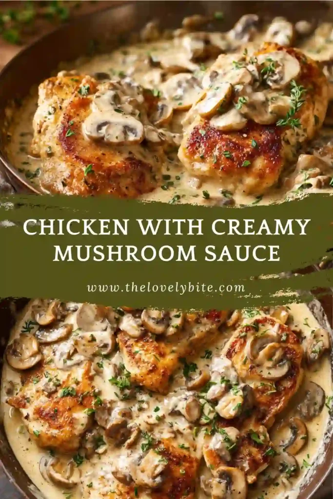 Creamy mushroom chicken served over mashed potatoes with fresh chives. The rich parmesan sauce and juicy chicken create a comforting homemade dinner.