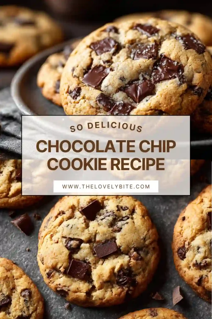 Freshly baked chocolate chip cookies stacked on a cooling rack with melted chocolate chips visible in every bite. This homemade Chocolate Chip Cookie Recipe creates soft and chewy cookies with golden edges.