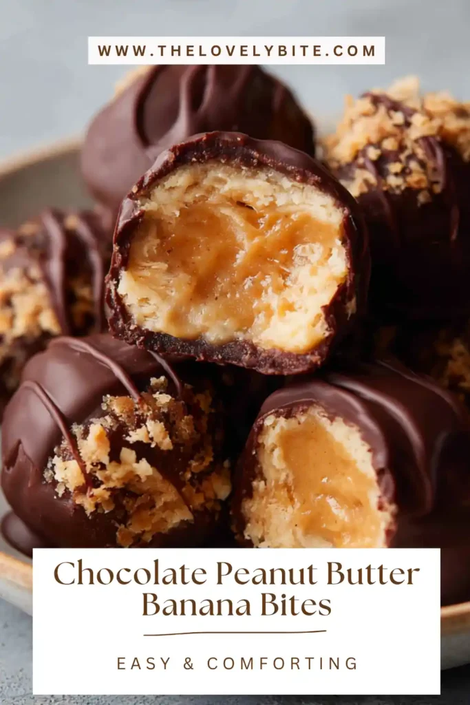 Chocolate Peanut Butter Banana Bites with a rich chocolate shell and creamy peanut butter filling. This frozen banana dessert is easy to make and ideal for summer snacking.