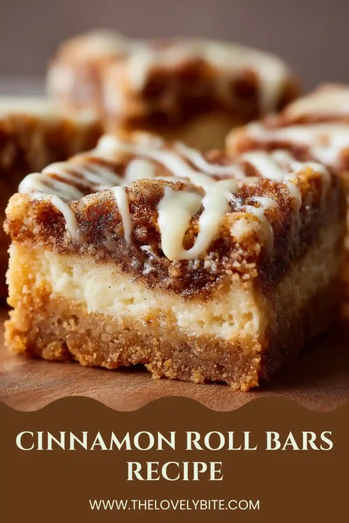 Golden brown Cinnamon Roll Bars with buttery cinnamon layers and sweet vanilla glaze. Easy baked dessert bars served fresh from the pan.