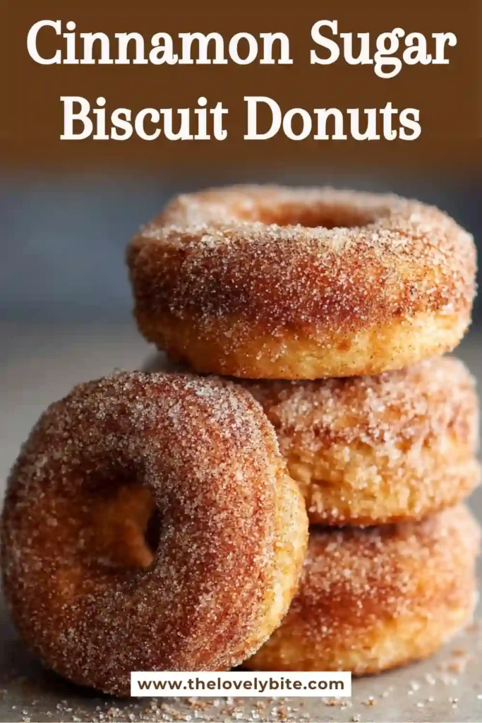 Warm Cinnamon Sugar Biscuit Donuts served with coffee on a cozy breakfast table. The donuts are crispy outside, soft inside, and covered in sweet cinnamon sugar.