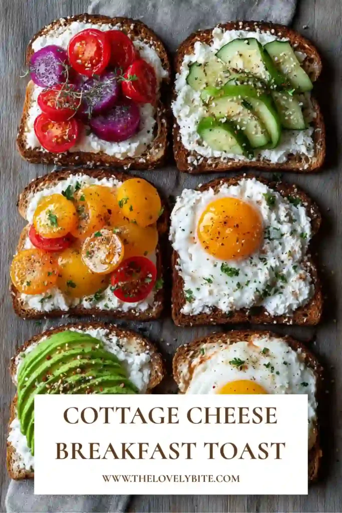 Protein-packed Cottage Cheese Breakfast Toast with smoked salmon, capers, and red onion served on toasted bread. A flavorful and nutritious breakfast recipe.