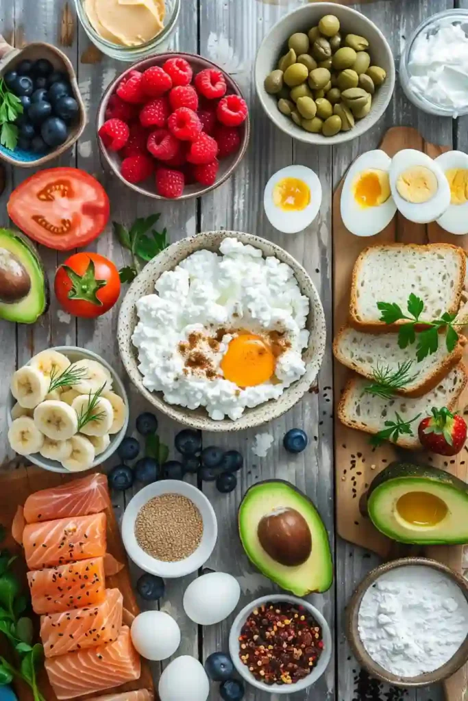 A slice of Cottage Cheese Breakfast Toast topped with fresh berries and almond butter on toasted sprouted bread. This high protein breakfast looks colorful, fresh, and healthy.