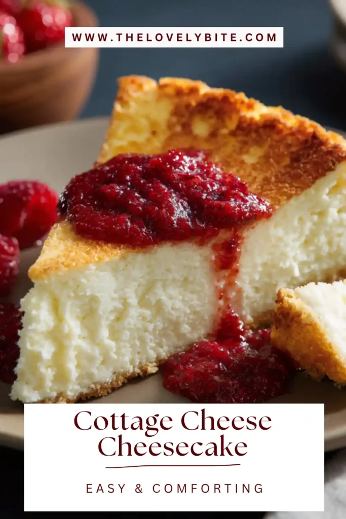 Mini Cottage Cheese Cheesecake with creamy filling and berry topping photographed in natural light. This easy cheesecake recipe is perfect for a healthier dessert option.
