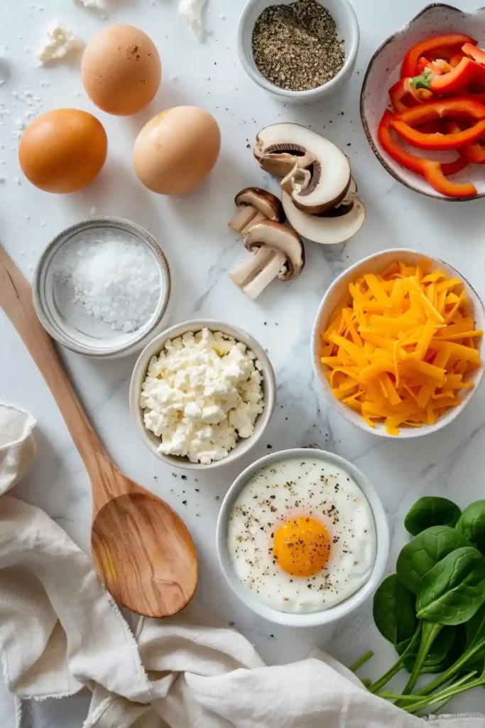 Freshly baked Cottage Cheese Egg Bites in a muffin tin with melted cheddar cheese and herbs on top. These fluffy high protein egg bites are perfect for healthy breakfast meal prep.