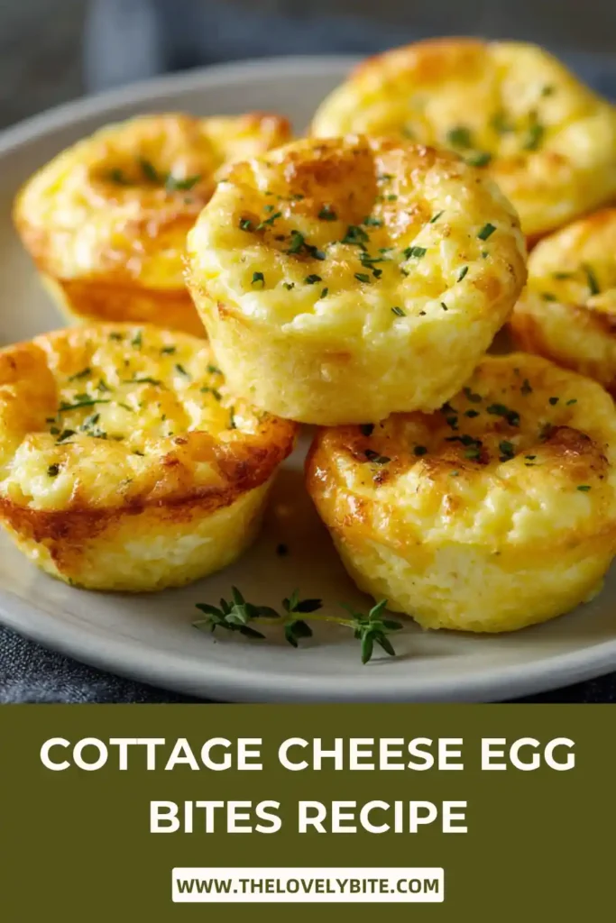 Golden brown Cottage Cheese Egg Bites cooling in a muffin pan after baking. These healthy egg muffins are ideal for quick grab-and-go breakfasts.