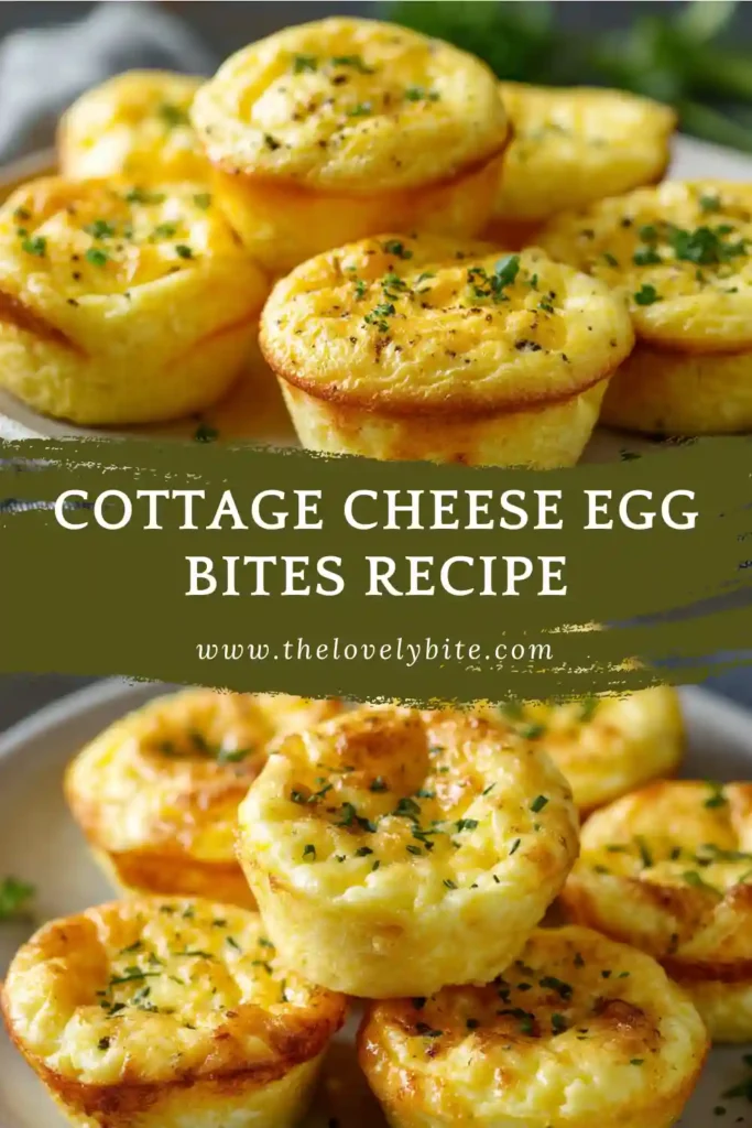 Homemade Cottage Cheese Egg Bites with cheddar cheese and vegetables arranged for breakfast. These baked egg bites are easy to make and perfect for meal prep.