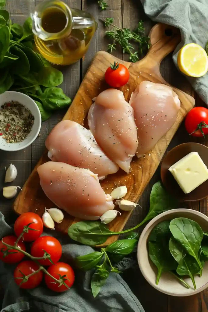 One-pan Creamy Tuscan Chicken with spinach and cherry tomatoes simmered in a creamy Parmesan sauce. A hearty and comforting chicken dinner recipe.