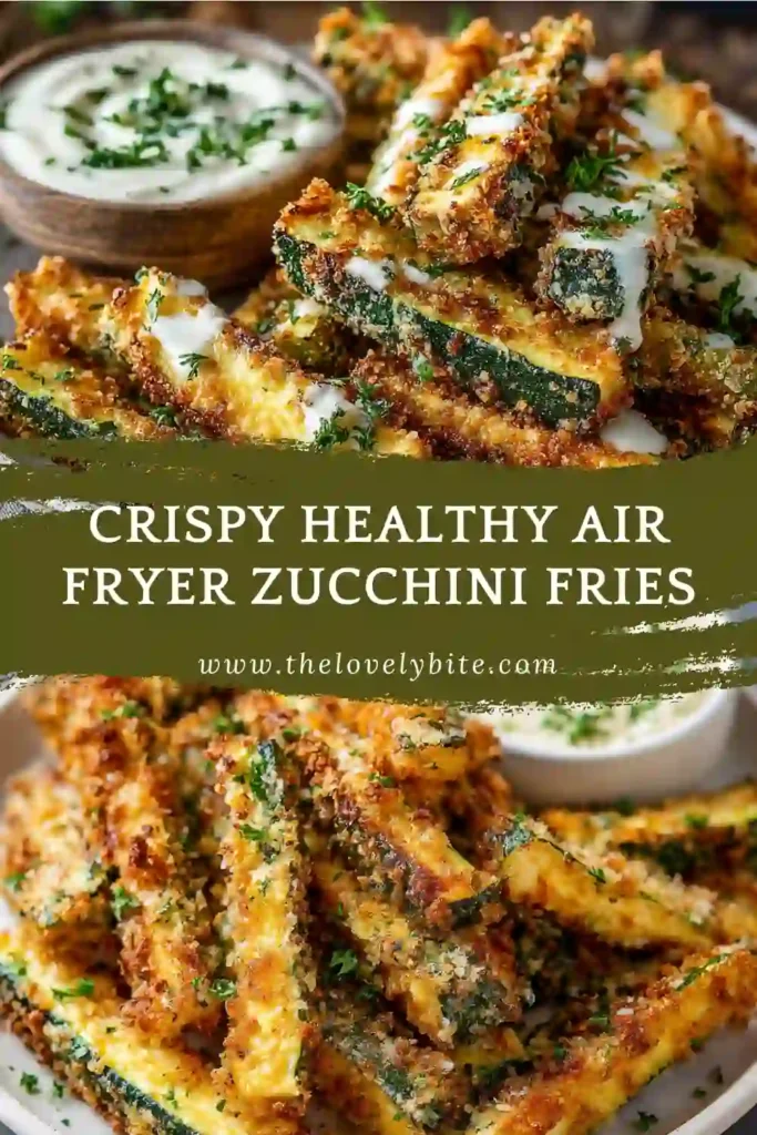 Freshly cooked zucchini fries arranged neatly with a golden crust and sprinkled seasoning.