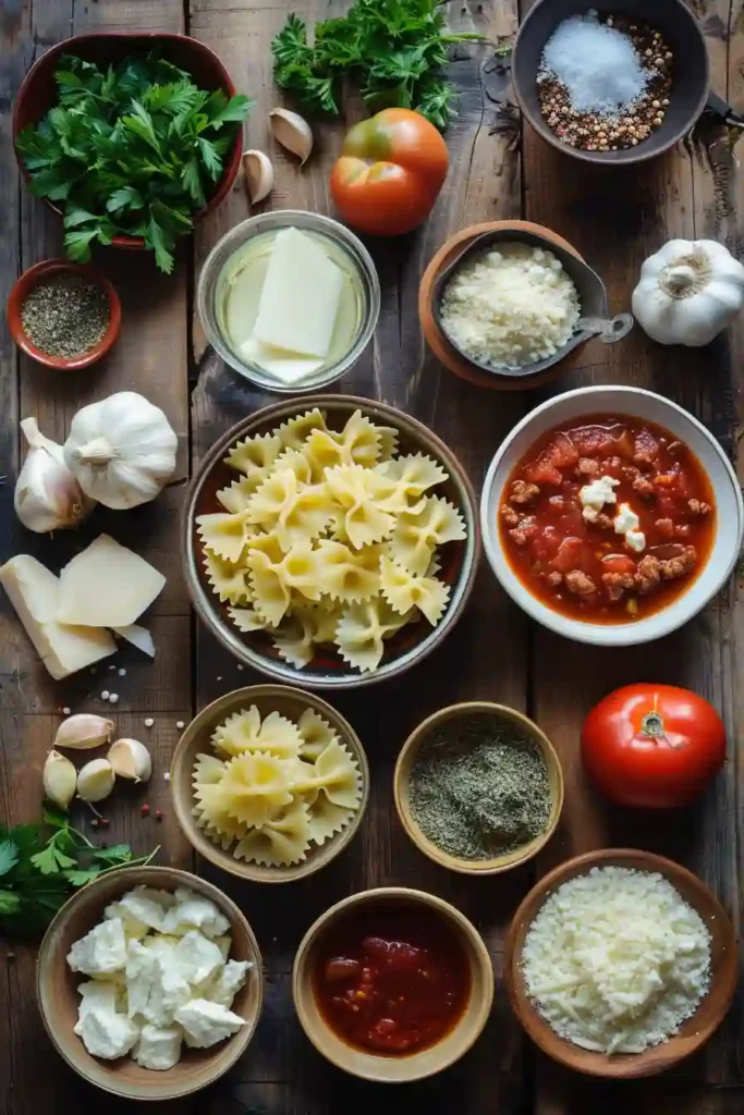 A comforting bowl of Easy Lasagna Soup Recipe made with beef, tomatoes, pasta, and Italian seasoning. Finished with creamy cheeses and fresh herbs for extra flavor.