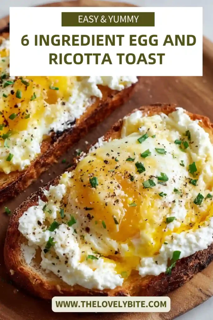 Easy Egg and Ricotta Toast with fluffy eggs and creamy ricotta layered on crispy golden sourdough toast.
