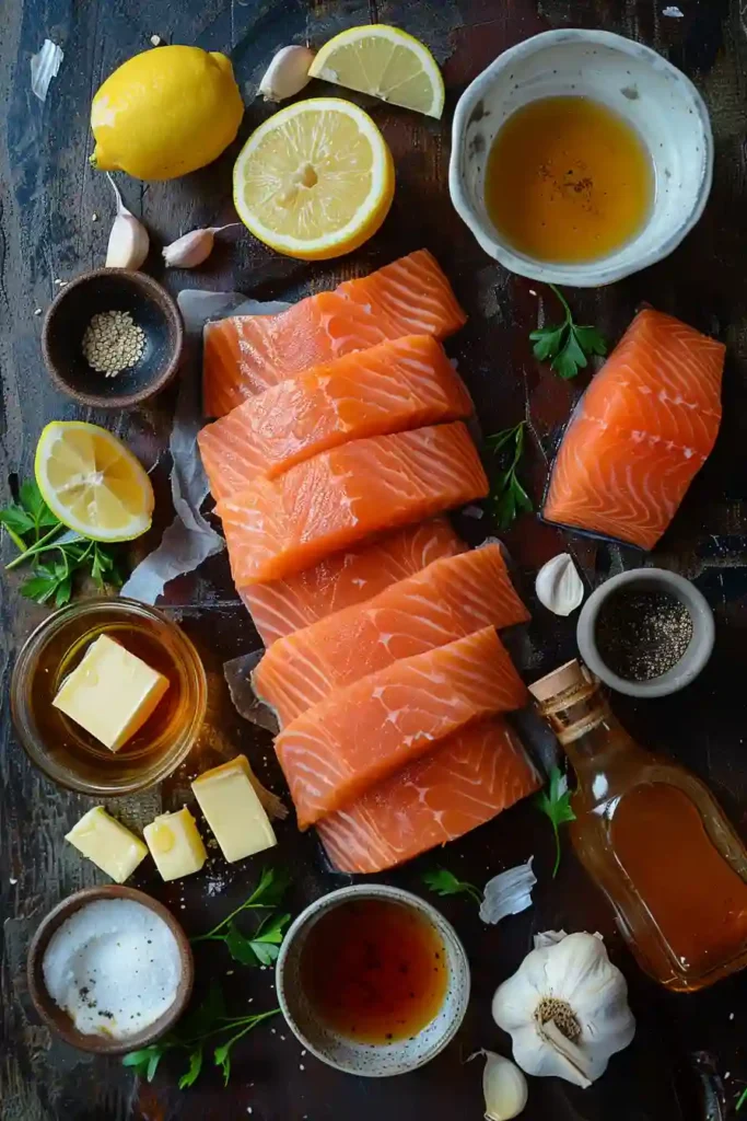 Honey Garlic Glazed Salmon served in a skillet with a glossy caramelized honey garlic sauce and fresh parsley garnish. The salmon filets are flaky, golden, and perfectly broiled.