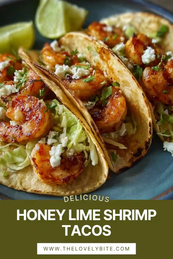 Sweet and smoky Honey Lime Shrimp Tacos with creamy cabbage slaw and avocado served on warm tortillas. A quick and healthy shrimp taco recipe full of citrus flavor.