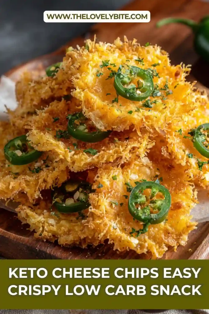 Homemade Keto Cheese Chips arranged on parchment paper, showing crispy texture and golden color.