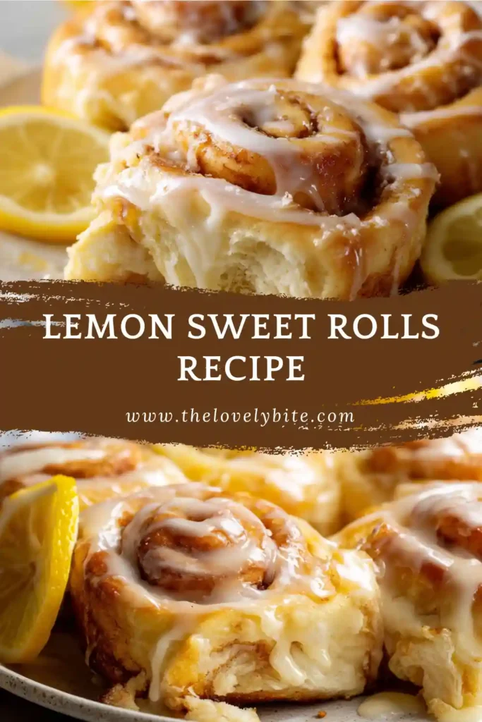 Homemade Lemon Sweet Rolls served warm with tangy cream cheese frosting and fresh lemon zest. The soft dough and bright citrus filling create a bakery-style dessert.
