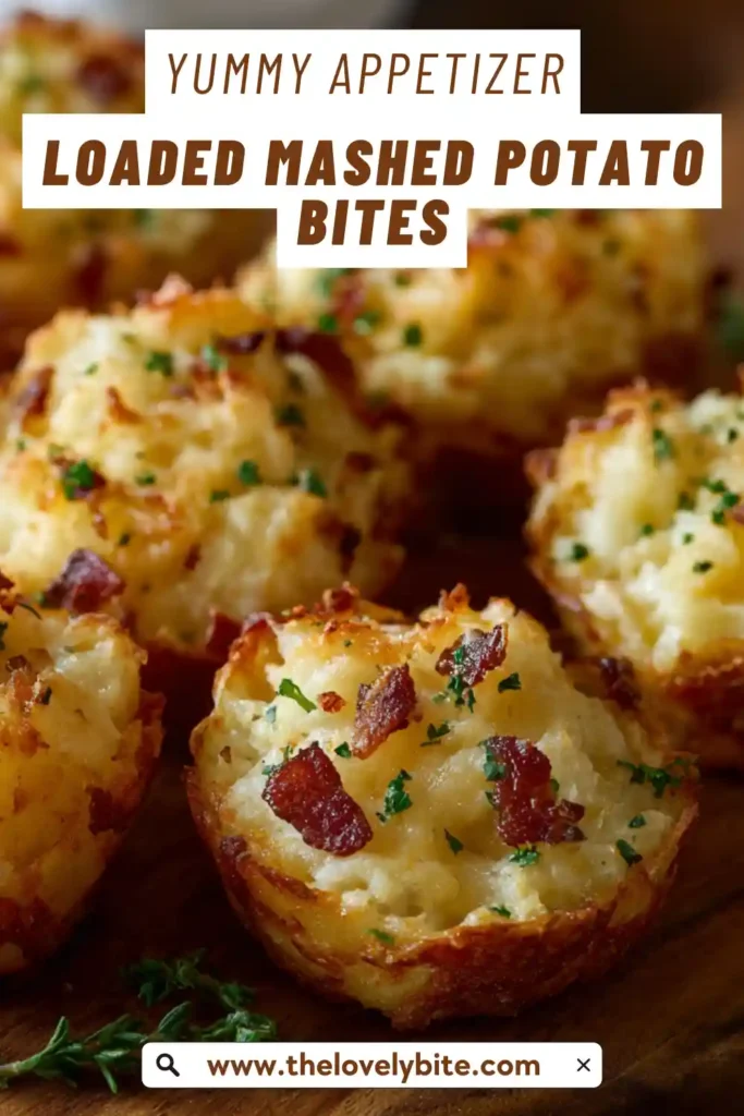 Freshly fried Loaded Mashed Potato Bites garnished with green onions and served hot. The cheesy mashed potato snacks are crispy and flavorful.