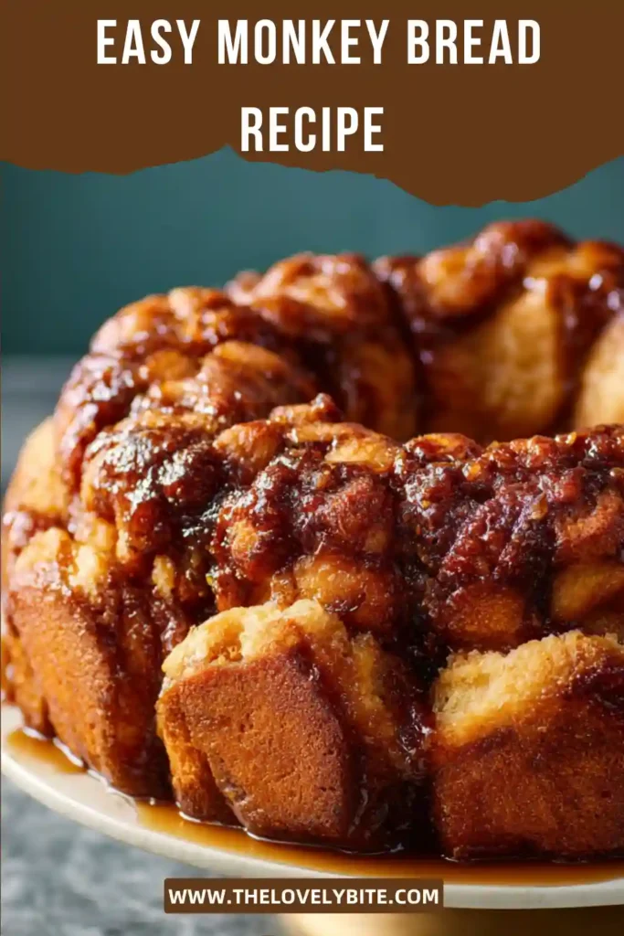 Easy Monkey Bread Recipe made with biscuit dough, cinnamon, butter, and brown sugar baked until golden brown. This sweet pull apart bread looks soft, fluffy, and sticky.