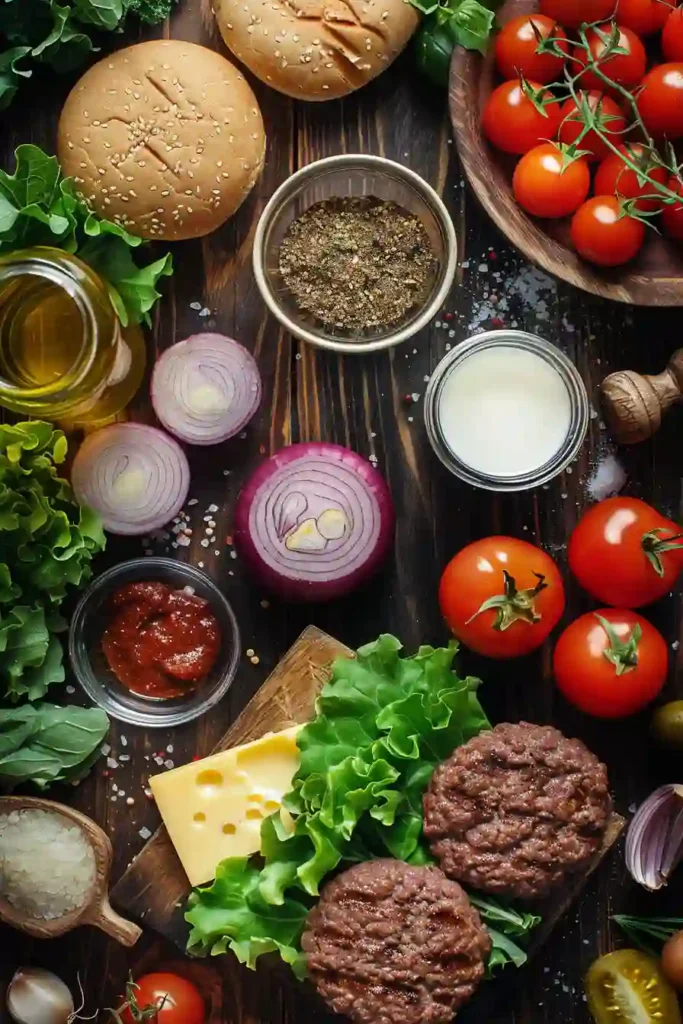 Perfect grilled burger recipe featuring a thick beef patty cooked on an outdoor grill and served with classic burger toppings. The burger looks juicy, flavorful, and perfectly charred.