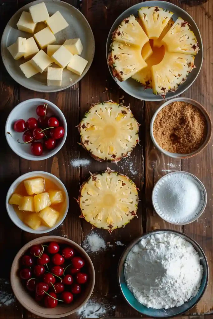 Close-up of Pineapple Upside Down Cheesecake Cake with buttery crust and sweet pineapple topping. This baked cheesecake recipe is rich, tropical, and perfect for celebrations.