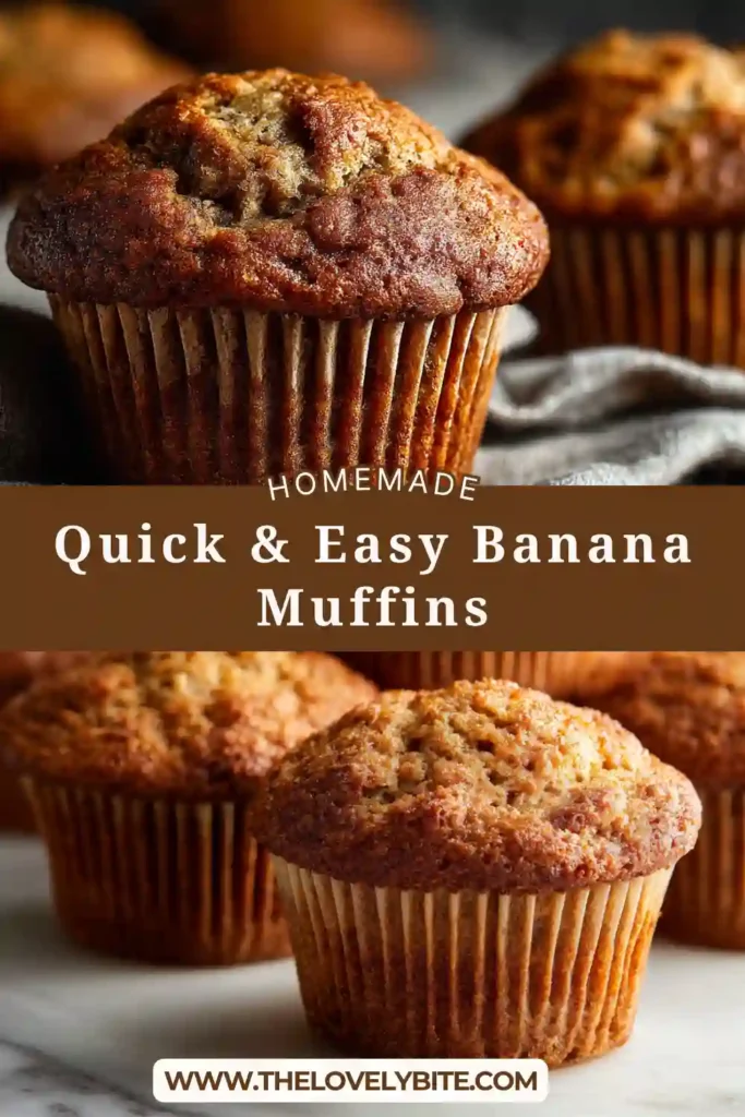 Freshly baked Quick & Easy Banana Muffins cooling on a wire rack. These moist banana muffins have golden tops and soft fluffy centers.