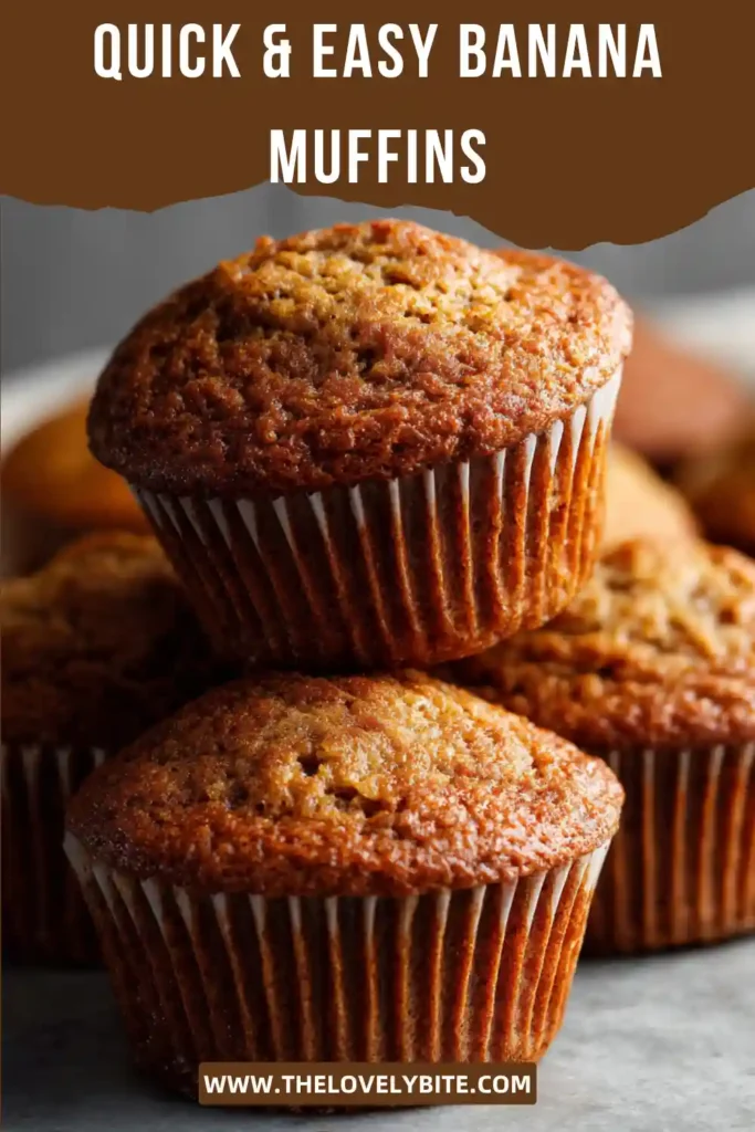 Homemade banana muffins made with ripe bananas and cinnamon in a muffin tray. The muffins are soft, tender, and perfect for breakfast.
