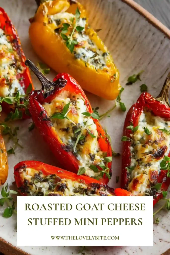 Mini sweet peppers stuffed with creamy goat cheese and roasted until lightly charred. These Roasted Goat Cheese Stuffed Mini Peppers make a colorful party appetizer.