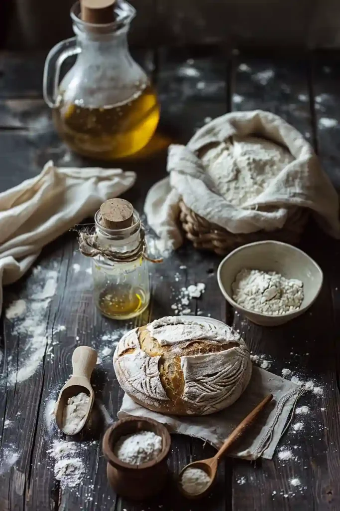 Close-up of crusty sourdough bread with an open crumb and crispy texture fresh from the oven. Beginner-friendly sourdough bread recipe made with bread flour and active starter.