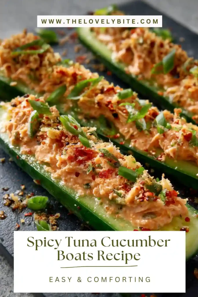 Low carb Spicy Tuna Cucumber Boats served fresh with sesame and sriracha flavors. These healthy cucumber tuna bites are ideal for appetizers and healthy snacks.