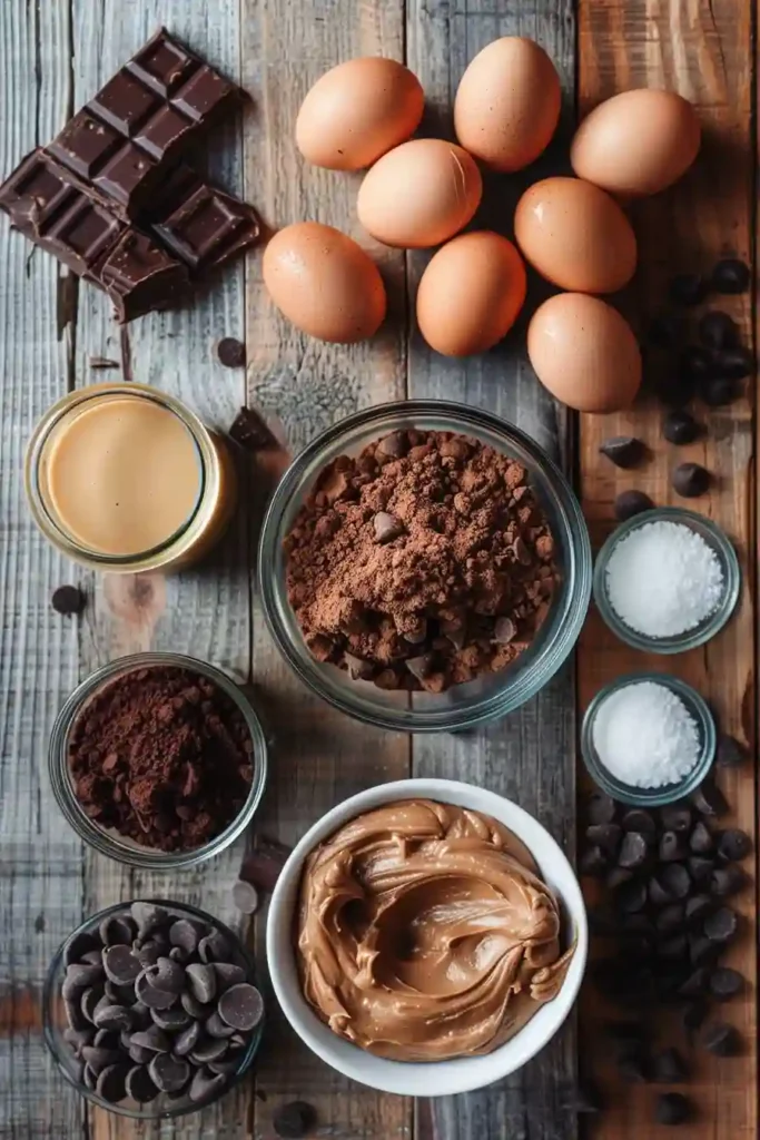 A batch of The Best Protein Brownies sliced into fudgy chocolate squares with melted chocolate chips on top. These healthy protein brownies are rich, moist, and made with almond butter and chocolate protein powder.