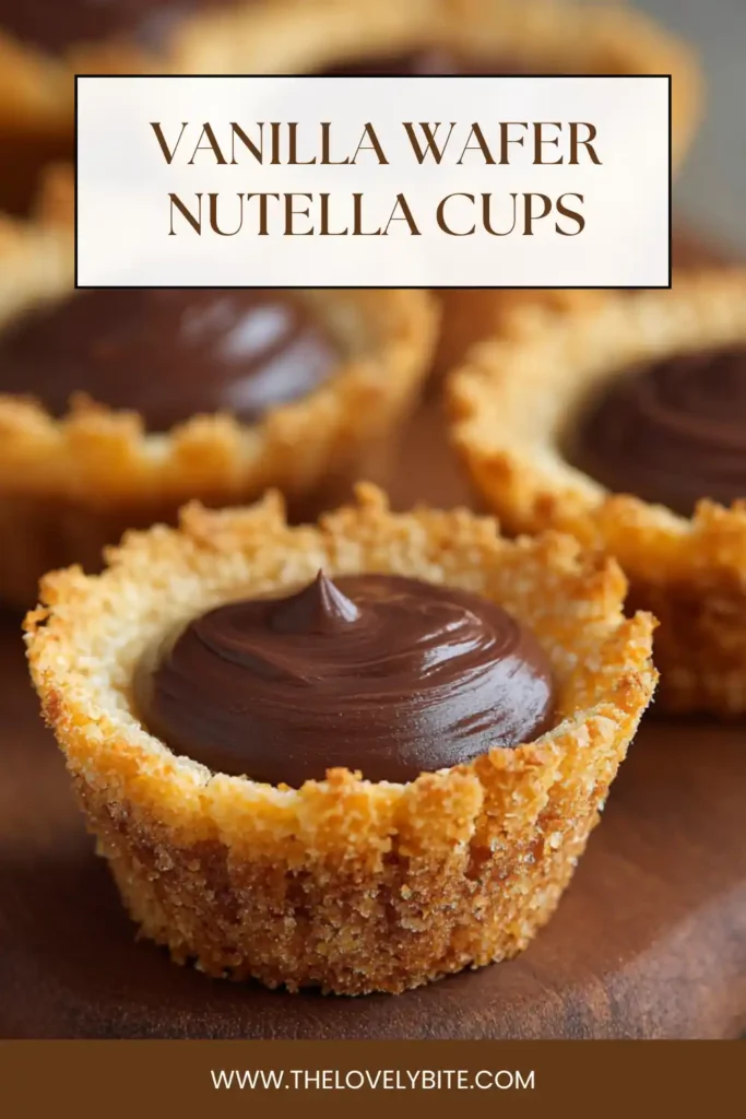 A batch of Vanilla Wafer Nutella Cups chilled and ready to serve, highlighting their creamy consistency and golden wafer tops.