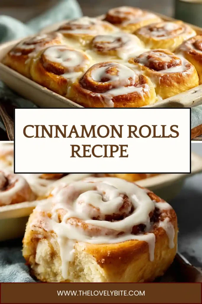 Close-up of soft homemade Cinnamon Rolls with creamy frosting melting over golden swirls. These gooey cinnamon rolls are perfect for breakfast or dessert.