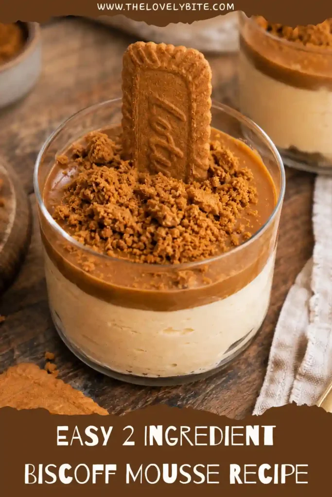 Individual servings of fluffy Biscoff mousse garnished with crushed Lotus Biscoff cookies. This easy Biscoff dessert delivers a smooth, creamy finish with every spoonful.