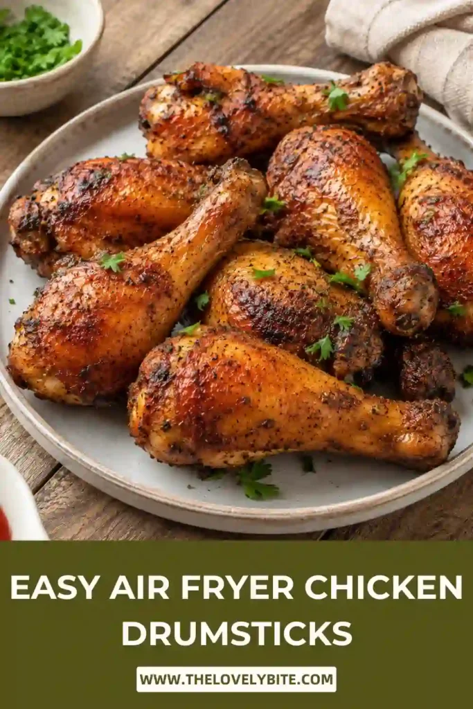 Homemade Air Fryer Chicken Drumsticks served warm with simple seasonings and crispy skin. A quick and easy high-protein meal for busy weeknights.