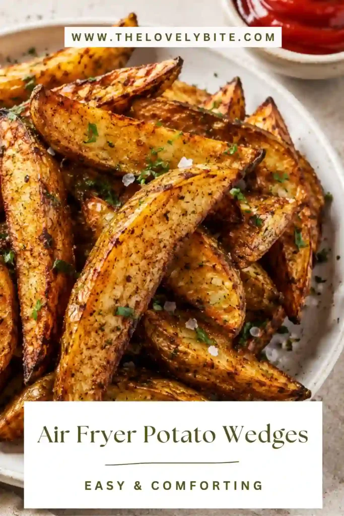 Crispy homemade Air Fryer Potato Wedges prepared with olive oil and simple spices. A healthy potato side dish that's easy to make and full of flavor.