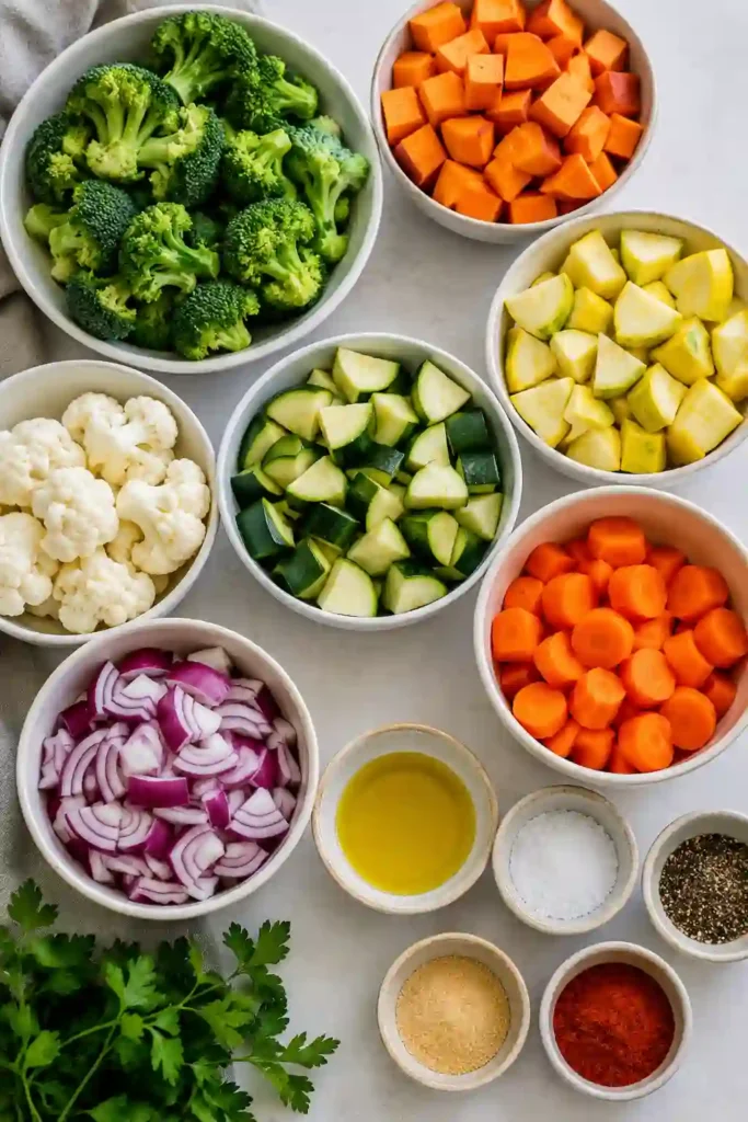 Air Fryer Roasted Vegetables served with fresh parsley and lemon wedges. A vibrant and nutritious vegetable recipe perfect for weeknight dinners.