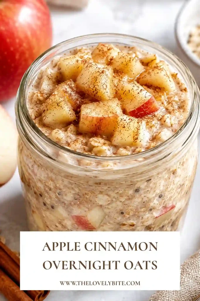 Creamy overnight oats layered with apples, cinnamon, raisins, and crunchy walnuts. This easy breakfast recipe is naturally dairy-free and perfect for busy mornings.