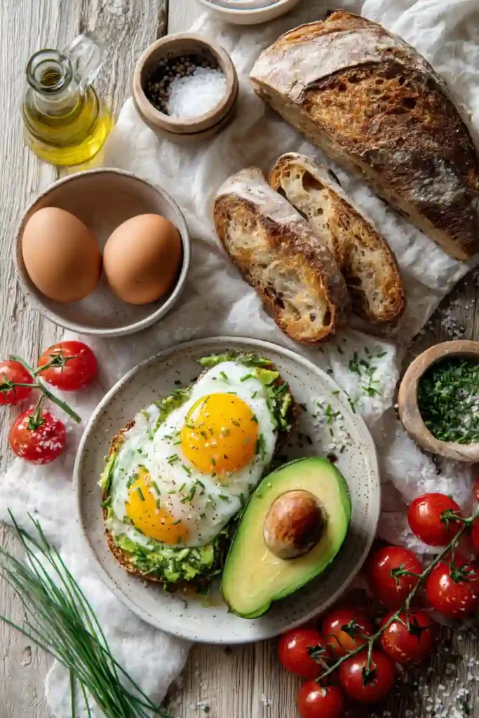 Homemade Avocado Toast with Egg and Tomato prepared with mashed avocado, poached eggs, and fresh tomatoes on toasted bread. A wholesome brunch recipe ready in minutes.