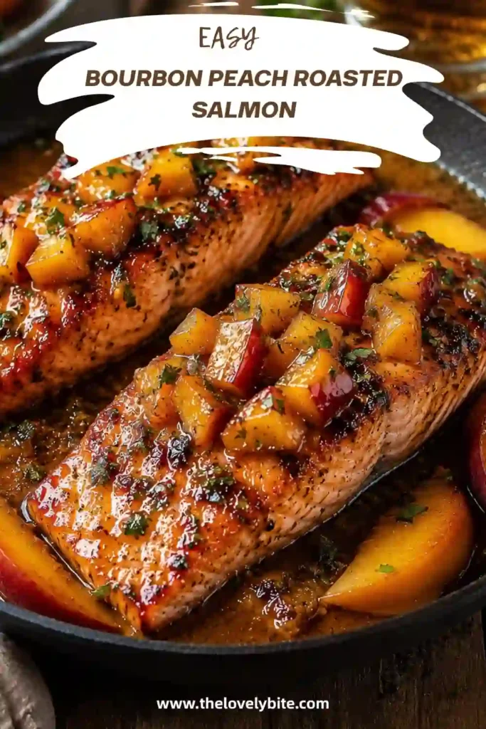 Oven roasted salmon fillets coated in a sweet peach glaze with fresh herbs. This healthy salmon recipe is colorful, delicious, and easy to prepare.