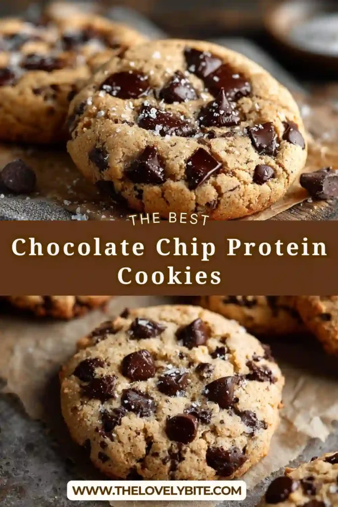 Freshly baked Chocolate Chip Protein Cookies arranged on a cooling rack. These soft and chewy high protein cookies are loaded with chocolate chips and made with peanut butter.
